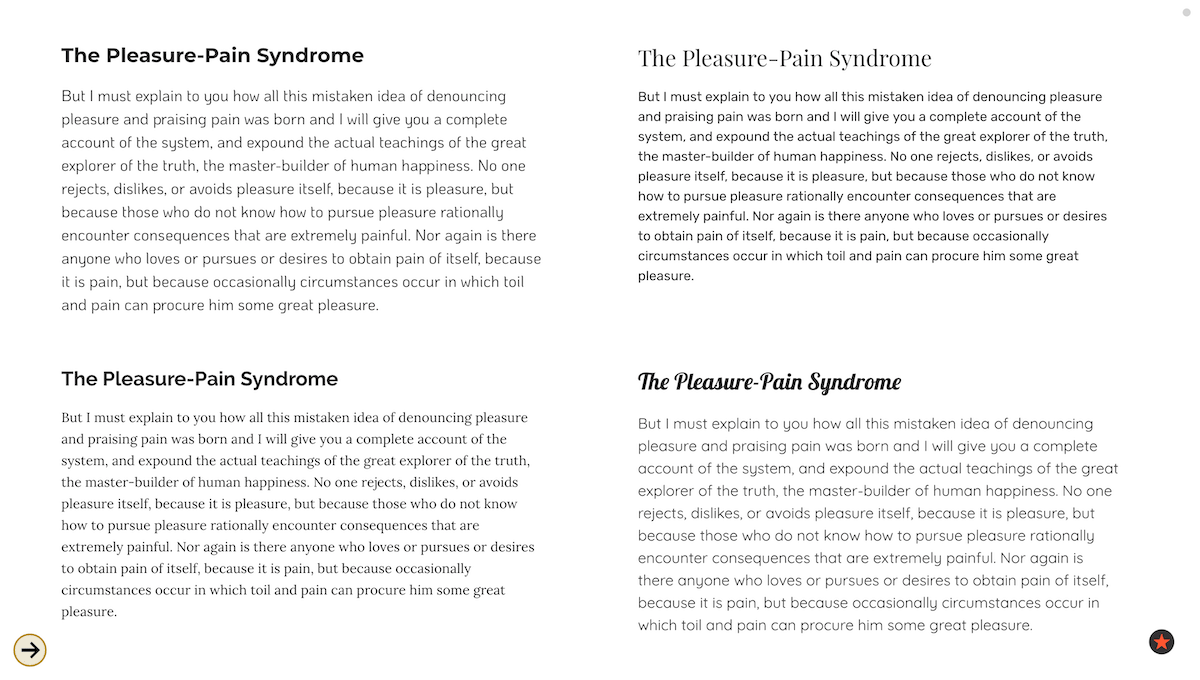 Compare fonts and font pairs on the same page